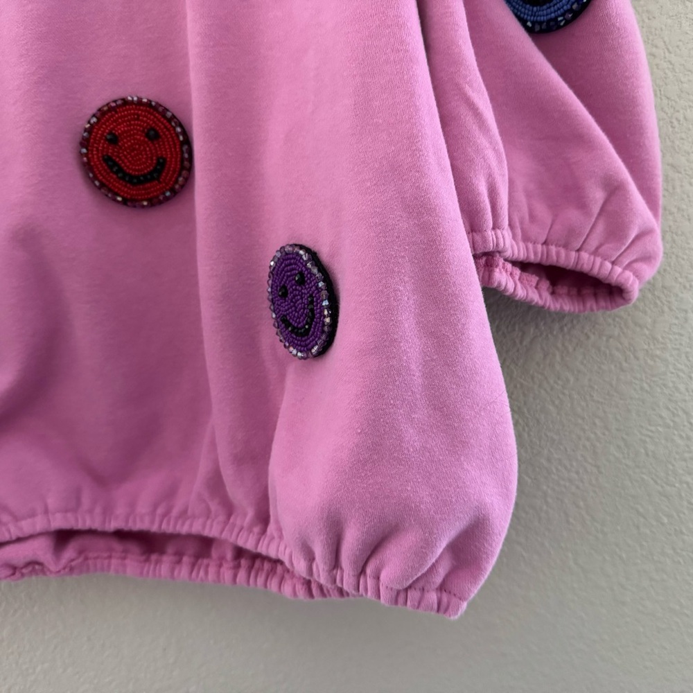 Queen Of Sparkles Smiley Face 3D Skort Set Med Pink Sweatshirt Skirt Casual Fun - Picture 12 of 16